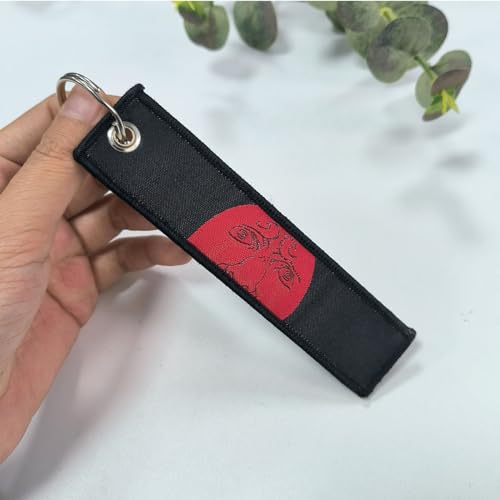 Image of 1 Pack Anime Keychain Tag Jet Tag Key Chain Cartoon Embroidered with Key Ring for Motorcycles Car Accessories