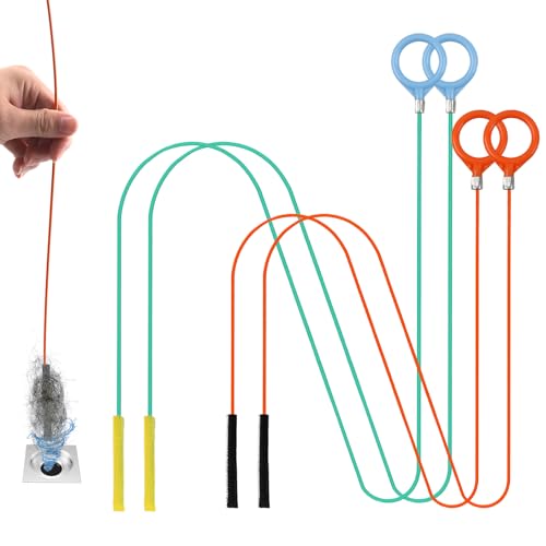 Abflussreiniger Spirale 4pcs (130cm+80cm), Wiederverwendbar Abflussreiniger Sticks, Rohrreinigungsspirale für Küchen Badezimmer Abflüsse