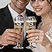 Personalized Champagne Flutes Set of 2 – Custom Engraved Wedding Glasses with Large Monogram Initial, Name & Date – Elegant Toasting Flutes for Bride & Groom, Anniversary, or Couple Gift