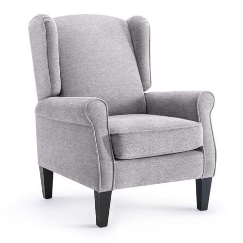QinmuYY Accent Chair, Light Grey Bedroom Upholstered Armchair in Fabric,