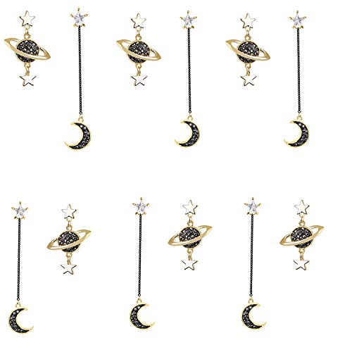 Moon Star Earrings Dangle Earth Planet Asymmetrical Drop Earrings Astronaut Stud Earrings Jewelry for Women Girls