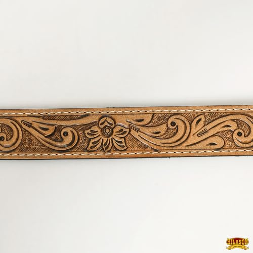 HILASON Western Genuine Leather Belt for Men Women Cowboy Cowgirl Handmade Unisex Full Grain Heavy Duty Floral Tooled3