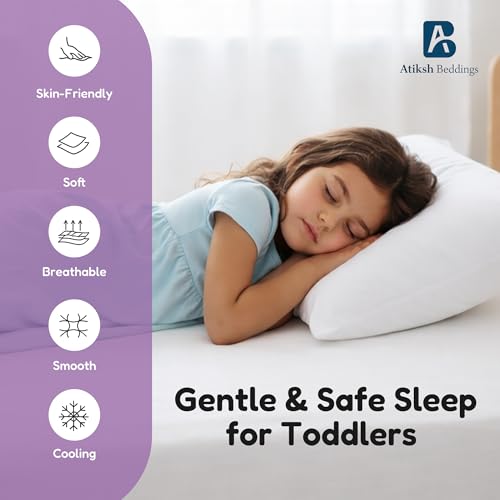 Image of Atiksh Beddings 12x16 Toddler Travel Pillow Cases, Pack of 2, 100% Egyptian Cotton, 600 Thread Count, Zipper Closure, Small Pillowcase for Kids, Daycare, Preschool & Travel, White