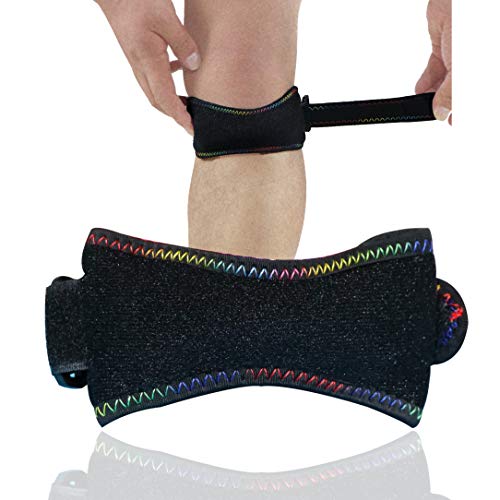 New Arrivals 2 Pack Knee Strap Patella Stabilizer Brace Support & Knee Pain Relief for Running,Hiking,Soccer,Hiking,Work Out and Walking up and Down Stairs-Adjustable Band (Black, Pack of 2 (8-16.5''))
