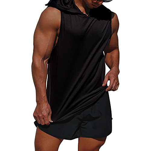 Baugger Colete masculino com capuz esporte basquete ginástica treino de secagem rápida solto regatas