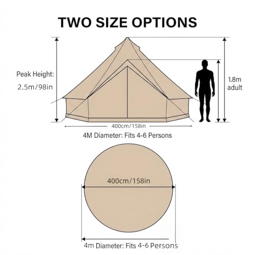 Carpa Yurt para Camping, 6-8 Personas, Beige, Tela Oxford 300D miniatura 3