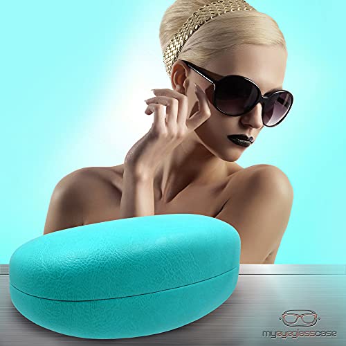 Image of MyEyeglassCase Large Hard Sunglasses Case | fits Large curved Sunglasses, with microfiber bag and cleaning cloth