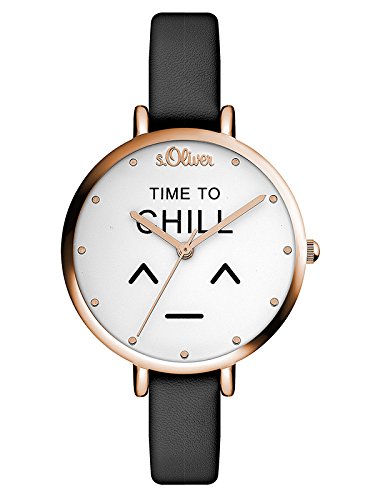 Preisvergleich Produktbild s.Oliver Damen Analog Quarz Armbanduhr mit Leder Armband SO-3532-LQ