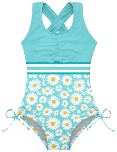 Image of BFUSTYLE Girls One Piece Swimsuit Cute Striped Bathing Suit Hawaii Swimwear 6-17 Years