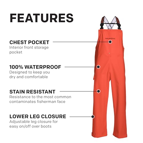 Grundéns Men’s Neptune Commercial Fishing Bib Pants, Waterproof, Adjustable4