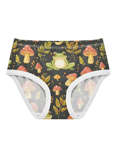 ZZKKO Cartoon Frog and Mushroom Girls Underwear Toddler Panties for Girls Comfort Brief Size 2-8T