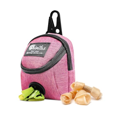 MultiValue - Borsa per snack per cani, borsa multifunzionale per addestramento in tessuto Oxford impermeabile con dispenser di sacchetti per bisogni per cani (Rosa, A)