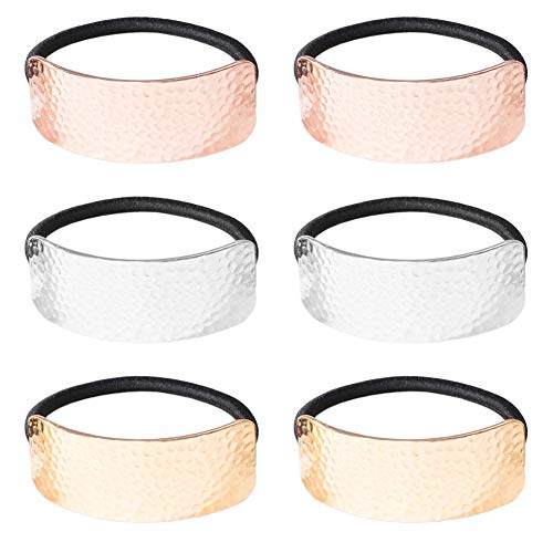 FAFAHOUSE 6 PACK Hair Cuff Ponytail Holder Metal Hair Ties Elastic Hair Band Gothic Punk Cuff Wrap Elastic Rope ,Hair Accessories for Women Girls