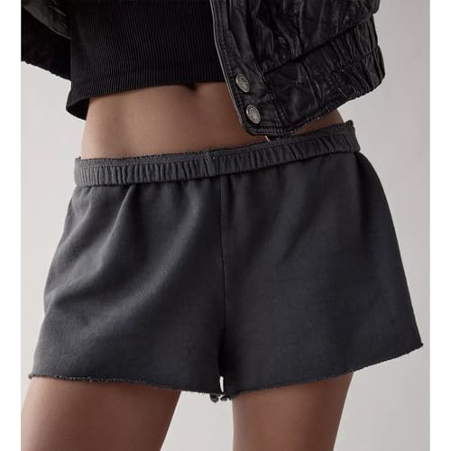 Ainangua Summer Shorts for Women Knit Mini Sweat Shortie Cotton Elastic Workout Lounge Short Pants Beach Fashion Outfits3