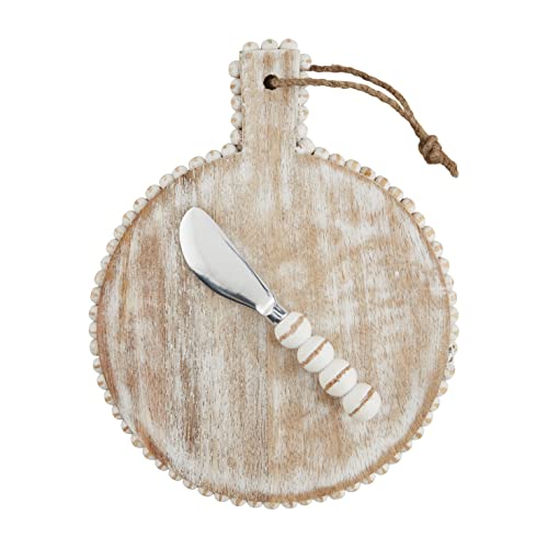 Mud Pie Round Small Beaded Board Set, Board Approx 9 1/2