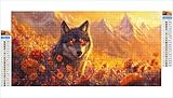 5D Diamond Painting Kit Completo, Lobo Diamond Painting Montaña Diamante Art Grande 80x160cm, Manualidades Adultos Pintura de Diamante Bordado de Punto de Cruz Puzzle Dibujos Kits, Regalo Mujer G1-462