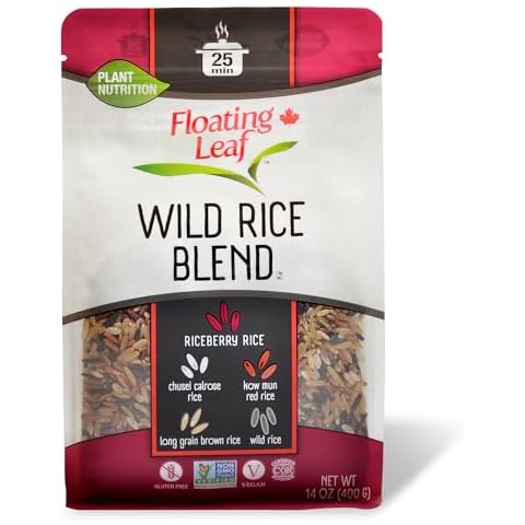 Floating Leaf Wild Rice Blend - 14 ounces, 1 count - Wild Rice Blend With Riceberry, Red Rice And Brown Rices - Gluten Free - Non GMO - All Natural - Vegan - Plant Based Cover