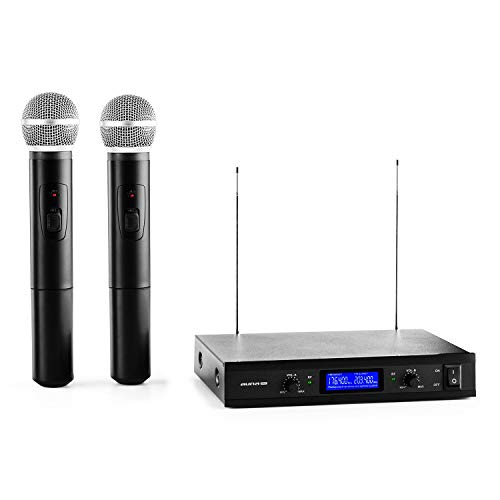 Malone VHF-400 Duo 1 - Pack 2 microphones sans fil chant évenements micro portables avec station 2 canaux (portée 50m, suppresseur de bruit, batterie longue durée)