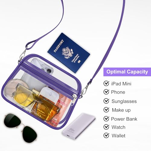 Image of Clear Bag for Stadium Events Clear Sports Fan Handbags Purses with Adjustbale Strap for Concerts Festivals Game Day