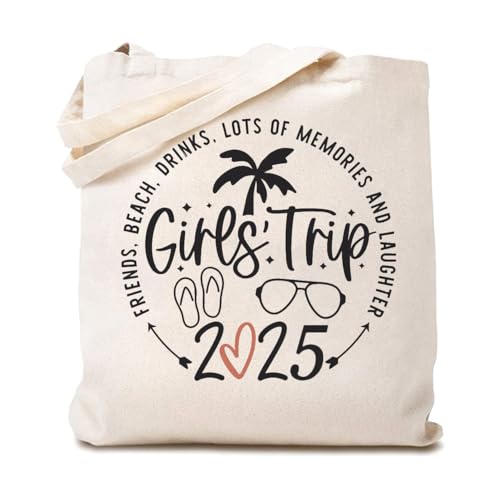 Friends Vacation Canvas Tote Bags for Women's Trips - Reusable Shoulder Bags for Travel, Beach & Gifts