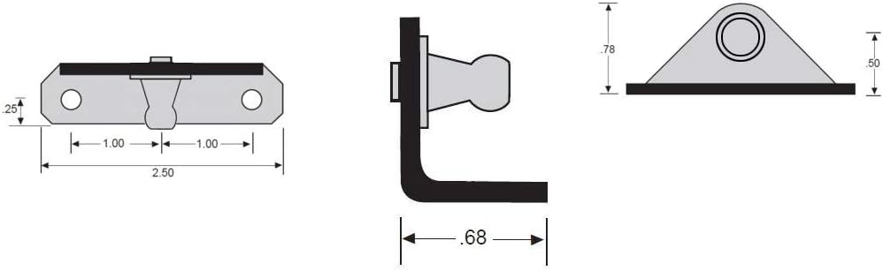 10mm Ball-Stud Mounting Brackets (Pack of 10) Low Profile - Gas Strut Lift Support Fittings (Black Powder-Coated Over Zinc-Plating) RT-60-00001-10