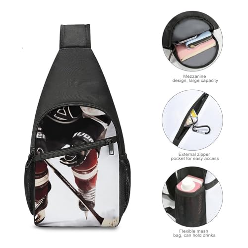 Bolso tipo sling pequeño para hombre y mujer patrón hockey miniatura 4