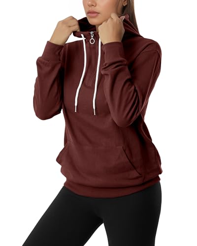Image of GIVON Womens Casual Zip Up Hoodie Cotton Blend Soft Fabric Basic Layering Hooded Jacket with Kangaroo Pocket