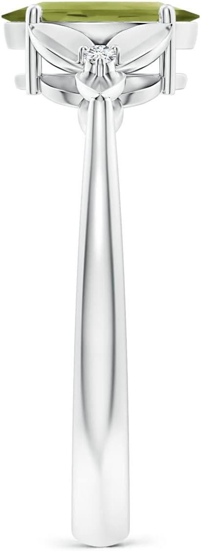 ANGARA Natural Peridot Solitaire Ring for Women in 14K Solid Gold | Birthday, Engagement, Anniversary, Wedding Jewelry Gift for Women