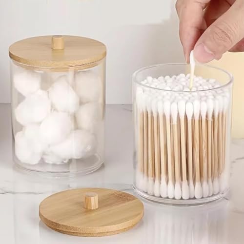 Kit 2 Porta Organizador de Cotonete ou Algodão Acrílico Redondo c...