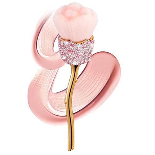 Blueshyhall Bling Pinceaux Maquillages Fleurs avec Strass, Makeup Brushes pour Blush Creme/Fond de Tein/Poudre/Paupière, Petit Pinceaux Maquillages Fluffy de Voyage avec Support (Rose)