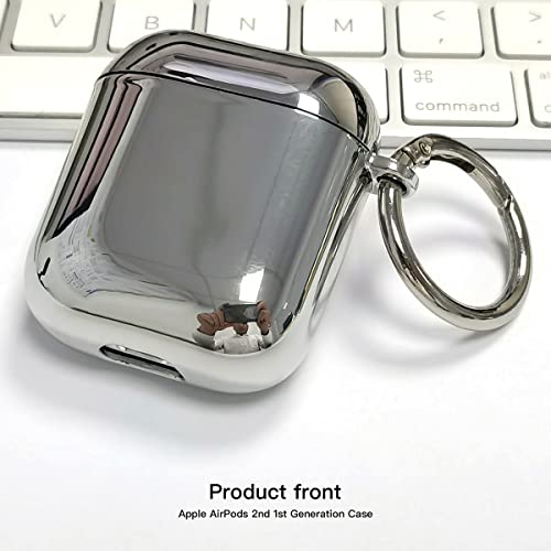 Airpods Case Cover,Apple Airpods 2Nd 1St Generation Case,Mirror Plating Silicone Cover (Silver Plating Grey) #TOP4