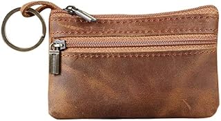 Genuine Leather Mens Tray Purses Coin Purse Cash Change Wallet Key Holder Money Pouch(HBZ01-G) (Brown)