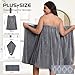 Emdelifo Plus Size Bath Towel Wrap for Women (XXL-XXXXL), Oversize Shower Wrap Dress Spa Bathrobe, Comfortable Adjustable Body Wrap + Hair Drying Towel + towel, Dry Quickly, 82.0x31.5'' (GREY)