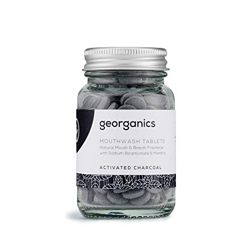 Georganics Organic Mouthwash Tablets - Activated Charcoal Natural Mouthwash for Bad Breath - SLS, Glycerine & Fluoride Free - Certified Cosmos Natural, Vegan and Cruelty Free - 180 Tablets