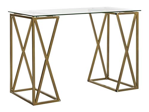 Safavieh Home Office Theresa Modern Gold Glass Top Desk