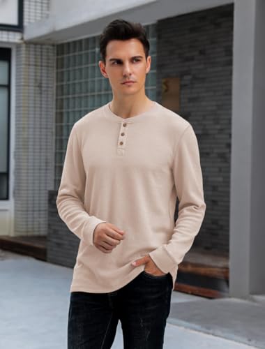 Men's Waffle Long Sleeve Shirt Henley Shirt for Men3