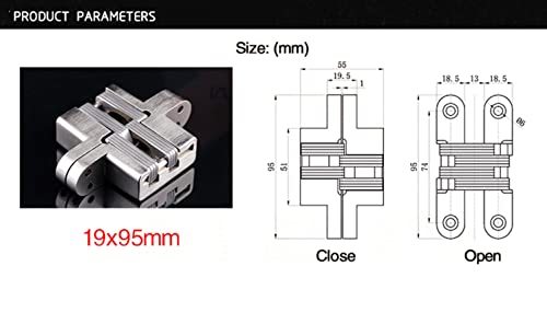 2Pcs Stainless Steel 304 Hidden Hinge,Silent Close Invisible Mounting Folding Door Hinge Door Furniture Hardware With Screws<Br/><P/> (4 #(19X95Mm) ,2Pcs) #TOP6