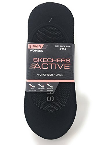 Skechers Ladies' Liner Seamless Toe Non Slip Heel Grip 8-Pair (Multi-color, 5-9.5)