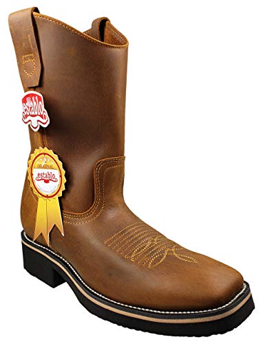 Men's Work Boots Genuine Crazy Leather Color Mango