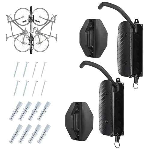 TALOEYH - Swivel Bicycle Wall Mount, Holds up to 66 lbs/30 kg, Vertical Bike Rack Wall Hanger, Mountain Bike Walls Mounts, Bike Hangers for Garage, Space Saving Walls Bike Rack (2)