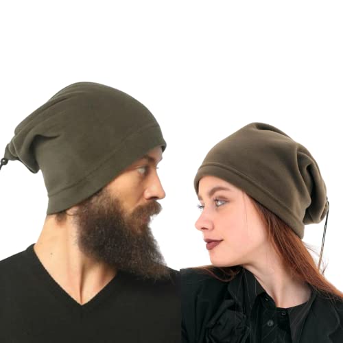 Yılmazel Kışlık Termal Polar Unisex Boyunluk Bere Maske Kamuflaj ve düz renklerde Kadın Erkek Kayak Kış sporları (askeri yeşil)