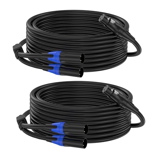 ZTOXLR XLR Y Splitter Cable 2 Male to 1 Female, Microphone XLR Breakout Cable Balanced Left and Right Dual Male to Single Female, for Mixer/Speaker/MIC, 10FT-2Pack