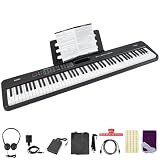 Clavier de piano numérique à 88 touches, piano électronique sensible à la vélocité avec 900 tonalités, 700 rythmes, MIDI USB, pédale de sustain et adaptateur d'alimentation, clavier de piano à 88