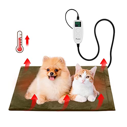 Pawaboo Pet Heating Pad, Heated Pet Bed For Dog Cat, Outdoor Electric Cat Heating Pad With Steel-Wrapped Cord, Indoor Dog Heated Blanket Cat Warming Mat With Timer & Adjustable Temperature, Brown - S #TOP19