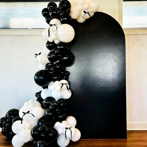 Image of YMSZ Black and White Balloons Garland Arch Kit, 134pcs White Balloon and Black Balloons for Birthday Anniversary Wedding Engagement Graduation Party Decorations