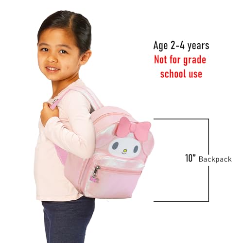 Image of SANRIO My Melody Mini Backpack for Women Set - 10 inch Faux Leather My Melody Backpack with 3D Ears Plus Bookmark for Teens | My Melody Backpack Purse Bundle