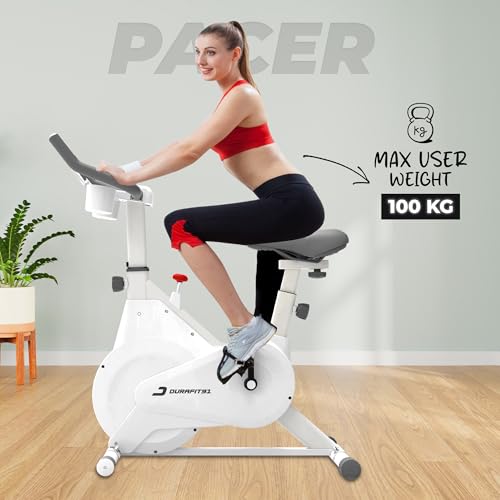 Image of Pacer Spin Bike for Home Workout| 7 Kg Fly Wheel | 100 kg Max Weight Capacity | 5 Level Magnetic Resistance | Adjustable Seat & Handle bar | LCD Display
