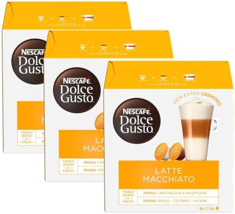 Nescafe Dolce Gusto Coffee Pods, Latte Macchiato, 16 capsules, Pack of 3