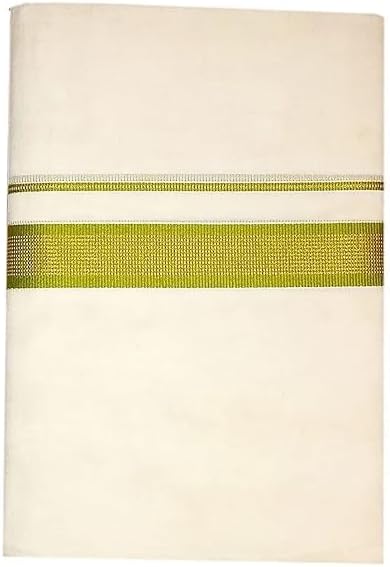 Jhon Men’s Traditional Cotton Dhoti/Veshti with Green Border | South Indian Mundu | Pure Cotton White Dhoti for Men