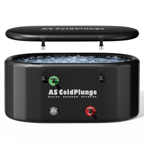 Image of AS ColdPlunge XXL 216 Gallon Ice Bath Tub for Cold Plunge, Inflatable PVC Cold Plunge Tub with Insulated Lid, Chiller-Compatible Full-Body Cold Therapy Tub for Indoor & Outdoor Use